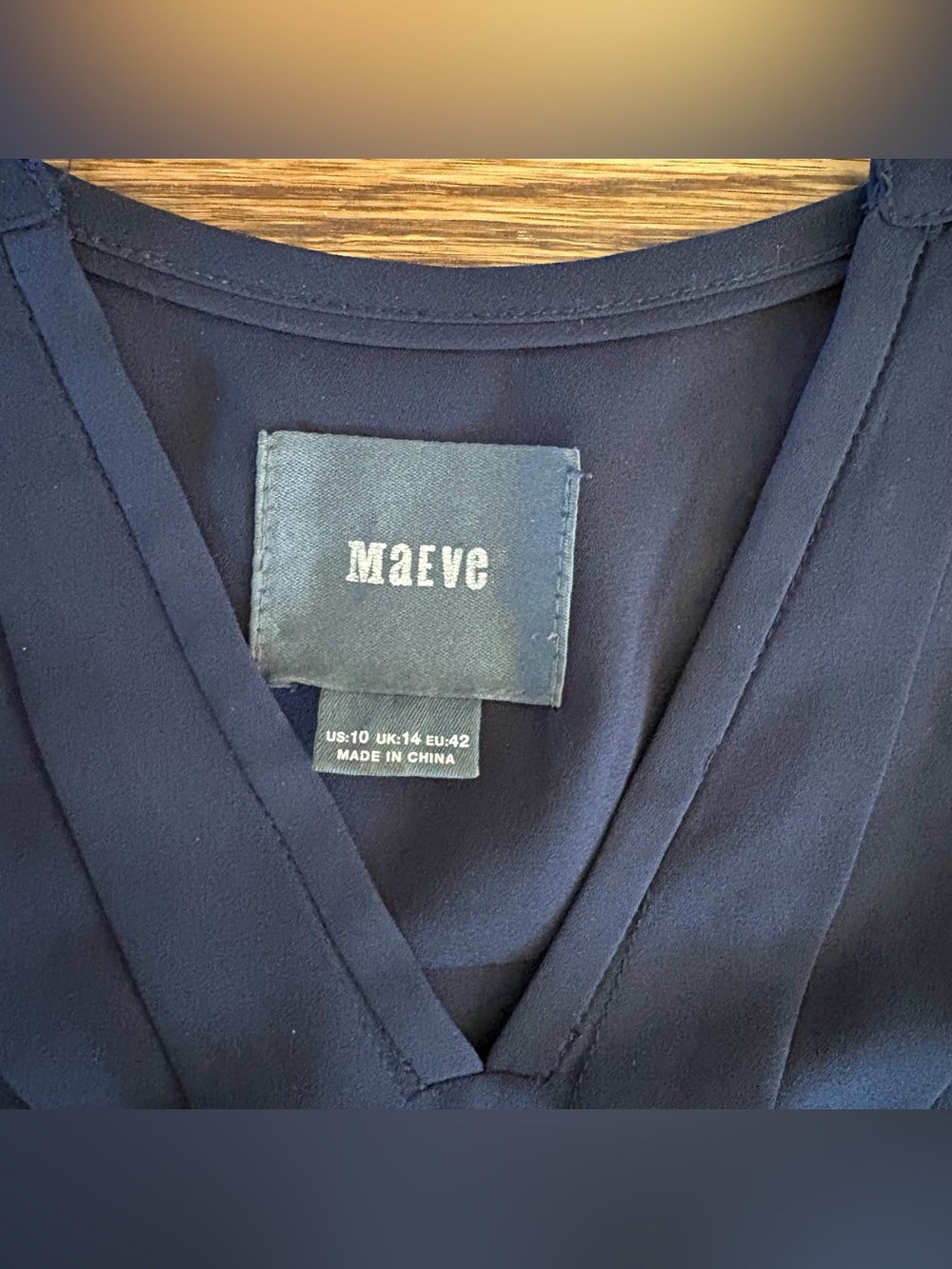 Maeve Anthropologie Navy Blue Sleeveless Chiffon Ruffle Blouse top size 10 - Picture 3 of 4